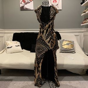 Fasinova sequin maxi gown XS evening gown black